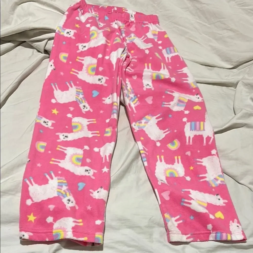 Childrens place M Pink Llama rainbow Kids Pajamas fleece nwot never worn